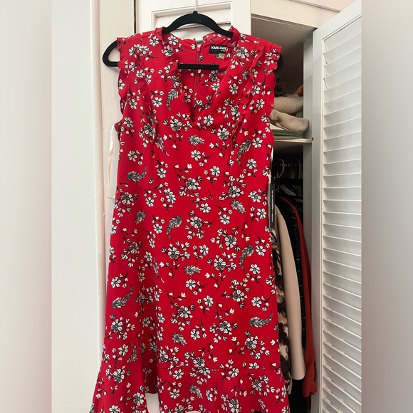 Karl Lagerfeld Red Floral Dress - Picture 1 of 1